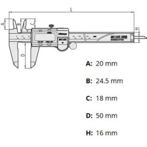 ابعاد و اندازه‌های کولیس دیجیتال میتوتویو مدل 197-500